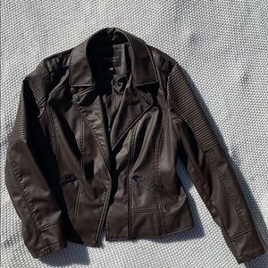 Celebrity Pink Dark Brown Faux Leather Jacket